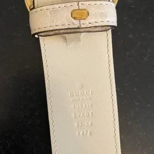 GUCCI BELT BRAND NEW WHITE/GOLD OSTRICH LEATHER size 85 (34 in) w/ original box Gucci | Accessories | Gucci Belt Brand New Whitegold Ostrich  main image 3